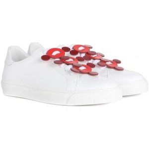 Anya Hindmarch Apex White Red Tennis Sneaker Sz 39 Detachable Red Lace-up Detail